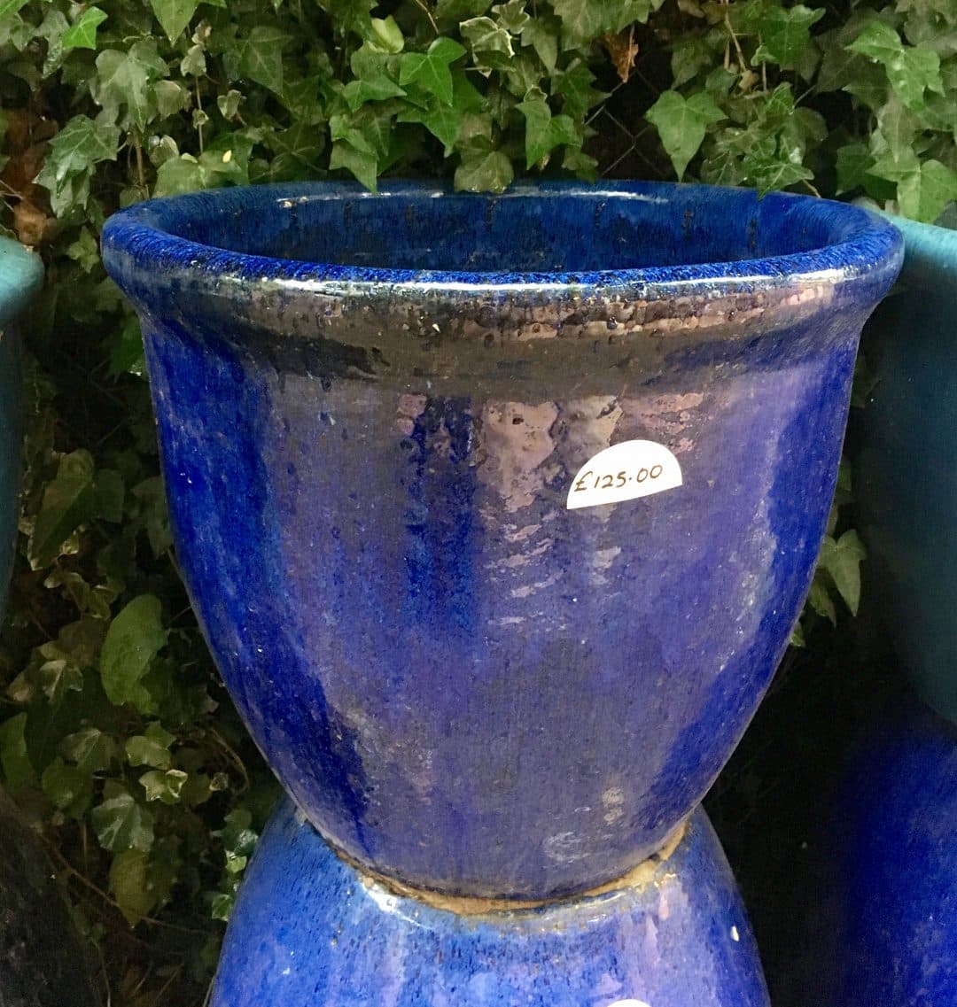 Garden Pots Blue Glazed